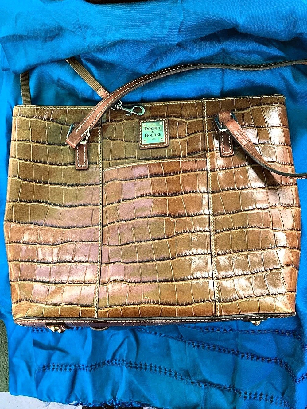 Brahmin Crocodile-Embossed Tote in Brown